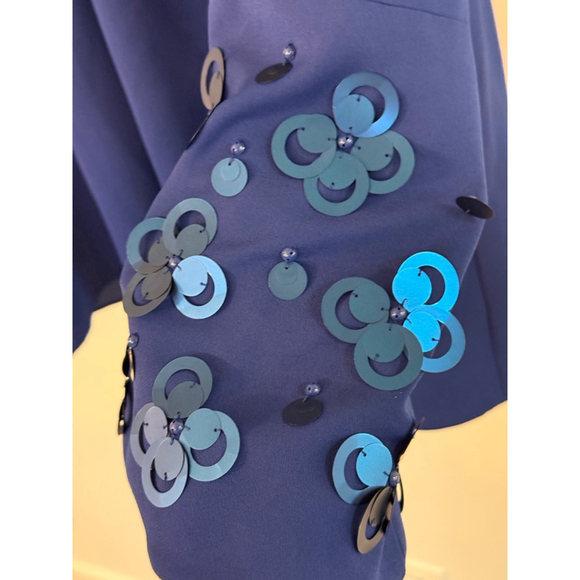 Alfani Blue Embellished Sleeve Blouse XL 3/4 Sleeve Dressy Top - Picture 5 of 8